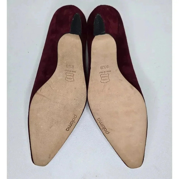 Vintage Paloma Bordeaux Red Suede High Heels Pumps Shoes 8 1/2 B ITALY NWOT - Picture 8 of 9